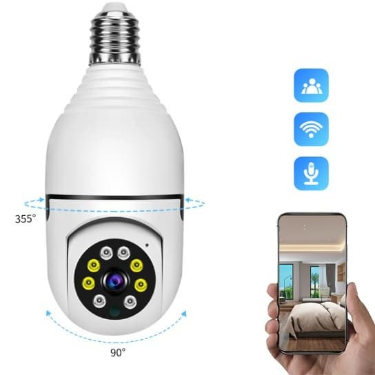 دوربین لامپی چرخش 360 درجه قابل کنترل با نرم افزار اندروید و ios