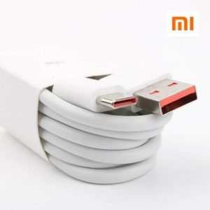 کابل تایپ سی شیائومی کابل شارژ تایپ سی شیائومی سفید با سوکت USB نارنجی نشانه توربو شارژ